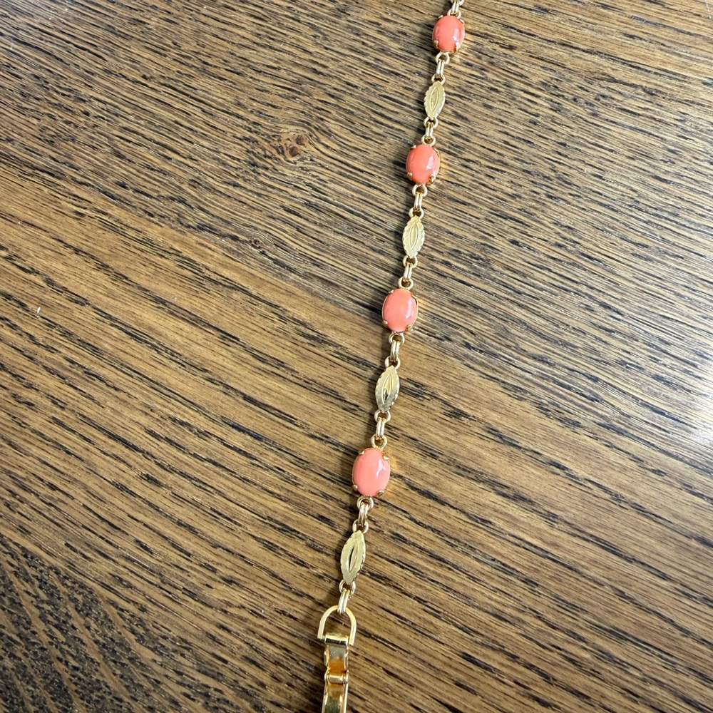 Gold and Pink Coral Link Bracelet - La Triomphe lookalike